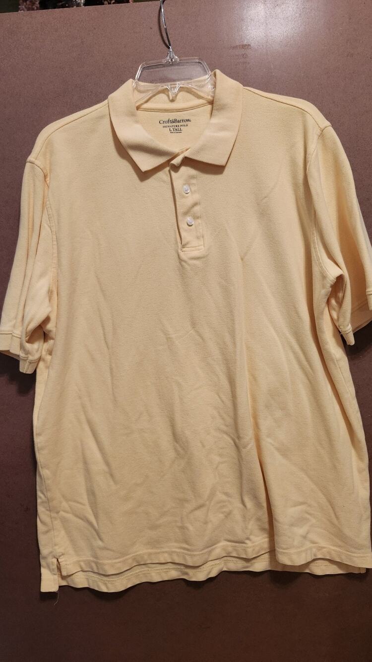 Croft & Barrow Signature Polo Mens Large Yellow Short Sleeve 100% Cotton #537